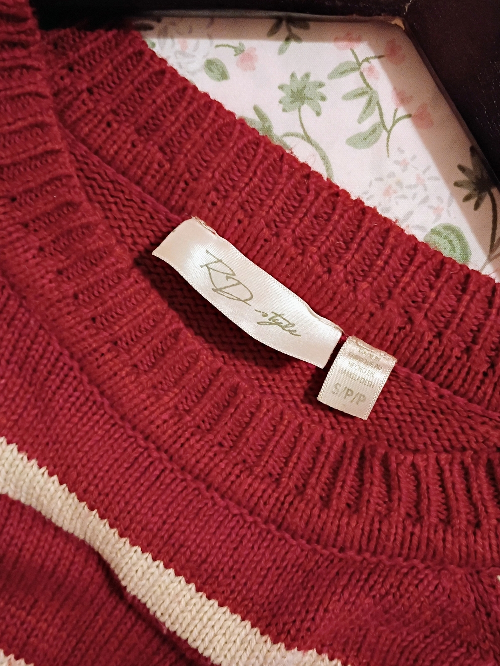 RedHead Red Crewneck Sweater with Cream Stripe